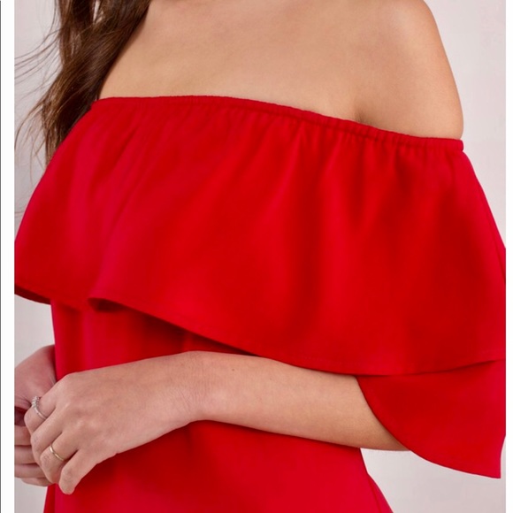 TOBI “Show Red Off Shoulder Dress” - Picture 2 of 8